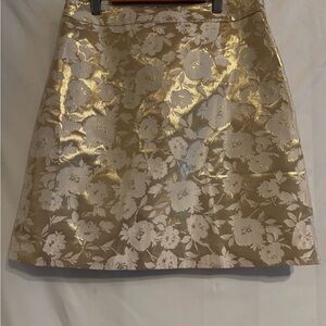 J. Crew Factory Gold and Cream Floral A-Line Mini Skirt